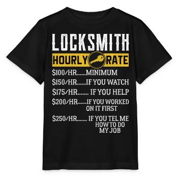 Serrurier Tarifs horaires Serrurier - T-shirt bio MINI CREATOR Stanley/Stella Enfant - noir - Devant - Mikhail (115cm)