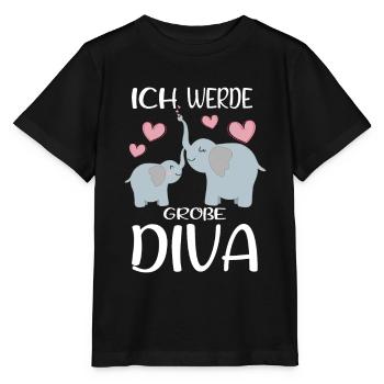Werde Große Schwester Diva Verkünden Elefanten - Stanley/Stella Kinder T-Shirt MINI CREATOR  - Schwarz - Vorne - Mikhail (115cm)