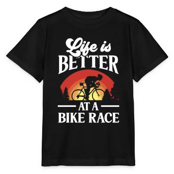 Das Leben Ist Besser Bei Einem Radrennen Fahrrad - Stanley/Stella Kinder T-Shirt MINI CREATOR  - Schwarz - Vorne - Mikhail (115cm)