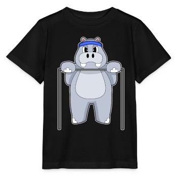 Hippopotamus Bodybuilders Pull-ups Bodybuilding - Stanley/Stella MINI CREATOR Kids’ T-Shirt - black - Front - Mikhail (115cm)