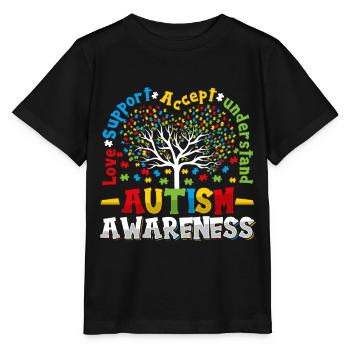 Soutien amoureux accepter comprendre l’autisme - T-shirt bio MINI CREATOR Stanley/Stella Enfant - noir - Devant - Mikhail (115cm)