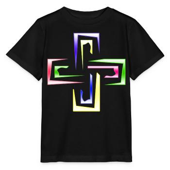 Prisme néon encadre le logo abstrait - T-shirt bio MINI CREATOR Stanley/Stella Enfant - noir - Devant - Mikhail (115cm)