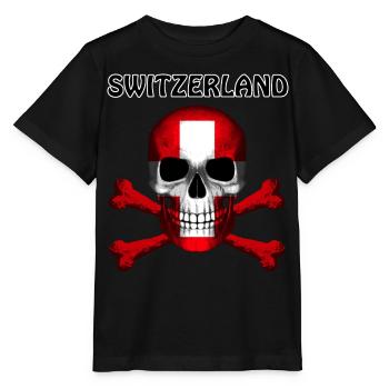 Crâne Jolly Roger Pirate Flag Suisse R6Z - T-shirt bio MINI CREATOR Stanley/Stella Enfant - noir - Devant - Mikhail (115cm)