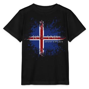 Flagge von Island Grunge, Isländischer Stolz - Stanley/Stella Kinder T-Shirt MINI CREATOR  - Schwarz - Vorne - Mikhail (115cm)
