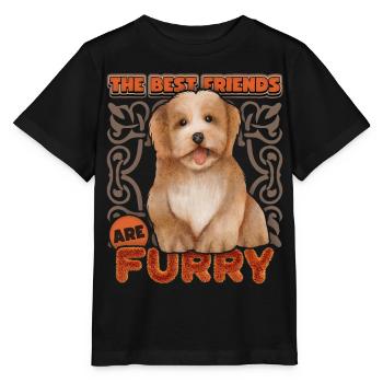 Bichon Havaneser Hund, vintage Aquarell, Rassehund - Stanley/Stella Kinder T-Shirt MINI CREATOR  - Schwarz - Vorne - Mikhail (115cm)
