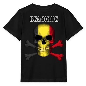 Crâne Jolly Roger Pirate Flag Belgique R6Z - T-shirt bio MINI CREATOR Stanley/Stella Enfant - noir - Devant - Mikhail (115cm)