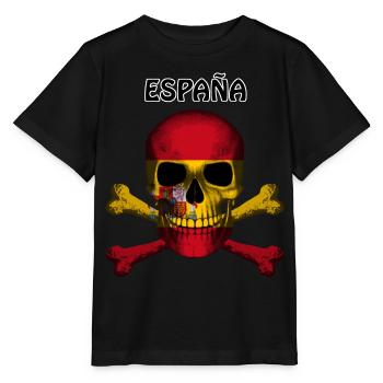 Crâne Jolly Roger Pirate Flag Espana R6Z - T-shirt bio MINI CREATOR Stanley/Stella Enfant - noir - Devant - Mikhail (115cm)