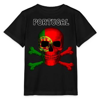 Skull Jolly Roger Pirate Flag Portugal R6Z - Stanley/Stella Kinder T-Shirt MINI CREATOR  - Schwarz - Vorne - Mikhail (115cm)