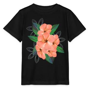 Bouquet de fleurs d’hibiscus - Bouquet - Fleurs - T-shirt bio MINI CREATOR Stanley/Stella Enfant - noir - Devant - Mikhail (115cm)