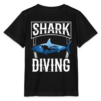 Shark Diving Shark Diving Shark Shark Sharks - Stanley/Stella MINI CREATOR Kids’ T-Shirt - black - Front - Mikhail (115cm)