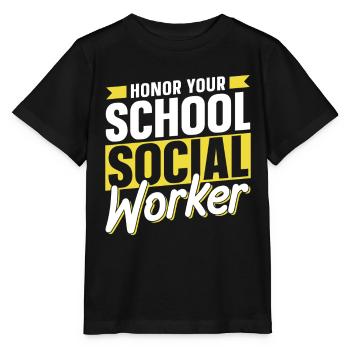 Ehre Deinen Schulsozialarbeiter Schulsozialarbeit - Stanley/Stella Kinder T-Shirt MINI CREATOR  - Schwarz - Vorne - Mikhail (115cm)