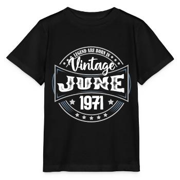 1971 Juni. Geburtstagsgeschenk Juni 1971. Juni - Stanley/Stella Kinder T-Shirt MINI CREATOR  - Schwarz - Vorne - Mikhail (115cm)
