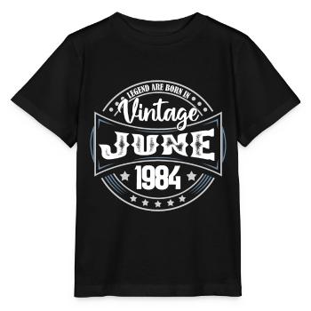 1984 Juni. Geburtstagsgeschenk Juni 1984. Juni - Stanley/Stella Kinder T-Shirt MINI CREATOR  - Schwarz - Vorne - Mikhail (115cm)