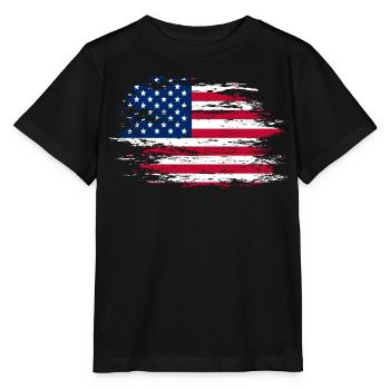 USA Flagge used - Stanley/Stella Kinder T-Shirt MINI CREATOR  - Schwarz - Vorne - Mikhail (115cm)