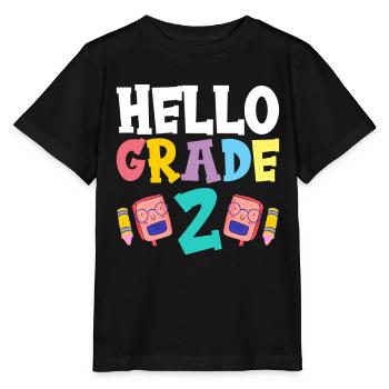 Hallo Klasse 2 Schule Zweitklässler Zweite Klasse - Stanley/Stella Kinder T-Shirt MINI CREATOR  - Schwarz - Vorne - Mikhail (115cm)