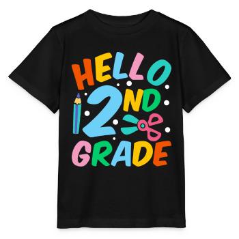 Hallo 2. Klasse Zweite Klasse Zweitklässler - Stanley/Stella Kinder T-Shirt MINI CREATOR  - Schwarz - Vorne - Mikhail (115cm)