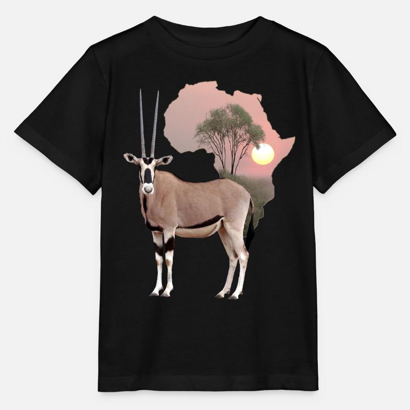 Oryx en Afrique - Antilope - Gazelle - Faune sauvage - T-shirt bio MINI CREATOR Stanley/Stella Enfant - noir