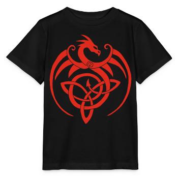 Dragon rouge et symbole celte - T-shirt bio MINI CREATOR Stanley/Stella Enfant - noir - Devant - Mikhail (115cm)