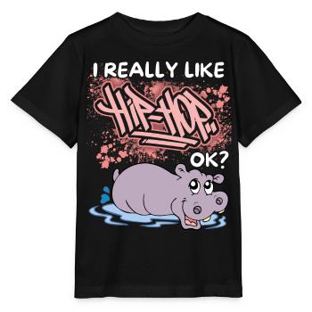 Lustiges Nilpferd, Flusspferd, Hip-Hop Spruch, Pun - Stanley/Stella Kinder T-Shirt MINI CREATOR  - Schwarz - Vorne - Mikhail (115cm)