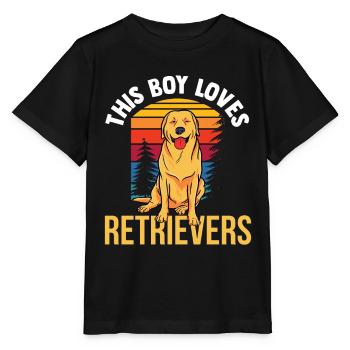 Ce garçon aime le chien retriever retrievers - T-shirt bio MINI CREATOR Stanley/Stella Enfant - noir - Devant - Mikhail (115cm)