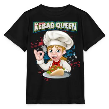 Kebab Queen, Funny Kebab Saying, Doner Kebap - Stanley/Stella MINI CREATOR Kids’ T-Shirt - black - Front - Mikhail (115cm)