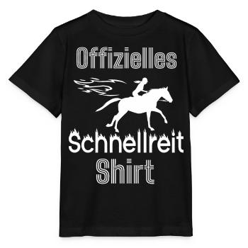 Schnell reiten Galopp Mädchen - Stanley/Stella Kinder T-Shirt MINI CREATOR  - Schwarz - Vorne - Mikhail (115cm)