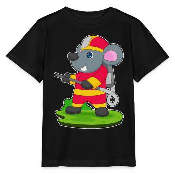 Mouse Firefighter Fire Hose Fire Hose Fire Brigade - Stanley/Stella MINI CREATOR Kids’ T-Shirt - black - Front - Mikhail (115cm)