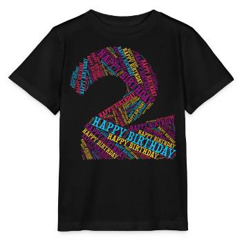 T-shirt Joyeux anniversaire deux ans - T-shirt bio MINI CREATOR Stanley/Stella Enfant - noir - Devant - Mikhail (115cm)
