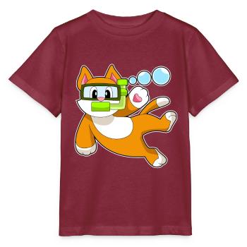 Katze Taucher Schnorchel Tauchen - Stanley/Stella Kinder T-Shirt MINI CREATOR  - Burgunderrot - Vorne - Kain (125cm)