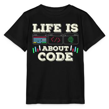 Im Leben Geht Es Um Code Coder Coding - Stanley/Stella Kinder T-Shirt MINI CREATOR  - Schwarz - Vorne - Mikhail (115cm)