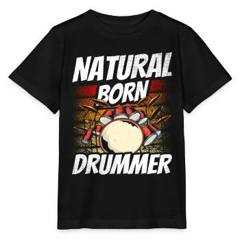 Un batteur né, batteur, batteur, kit de batterie - T-shirt bio MINI CREATOR Stanley/Stella Enfant - noir - Devant - Mikhail (115cm)