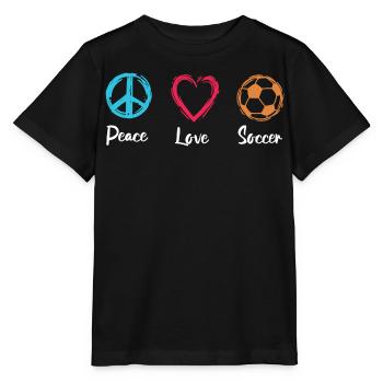 Frieden Liebe Fußball - Stanley/Stella Kinder T-Shirt MINI CREATOR  - Schwarz - Vorne - Mikhail (115cm)