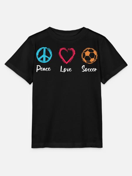 Frieden Liebe Fußball - Stanley/Stella Kinder T-Shirt MINI CREATOR - Schwarz