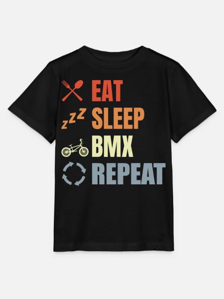 Eet Slaap BMX Repeat - Stanley/Stella Kinder-T-shirt MINI CREATOR  - zwart