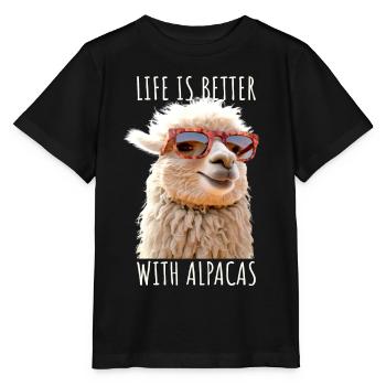 Alpaca Life Is Better With Alpacas Lama Alpacas - Stanley/Stella MINI CREATOR Kids’ T-Shirt - black - Front - Mikhail (115cm)