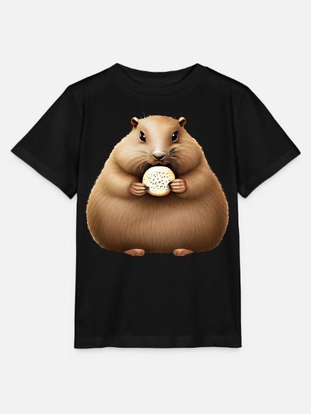 Groundhog mit Cracker - Stanley/Stella Kinder T-Shirt MINI CREATOR - Schwarz
