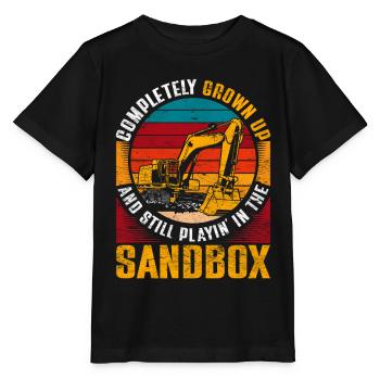 Baggerfahrer a grandi et joue dans le bac à sable - T-shirt bio MINI CREATOR Stanley/Stella Enfant - noir - Devant - Mikhail (115cm)