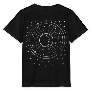Lune - Étoiles - Planètes - Ciel étoilé - Galaxie - T-shirt bio MINI CREATOR Stanley/Stella Enfant - noir - Devant - Mikhail (115cm)