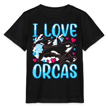 J’aime les orques mer protéger les orques baleines - T-shirt bio MINI CREATOR Stanley/Stella Enfant - noir - Devant - Mikhail (115cm)