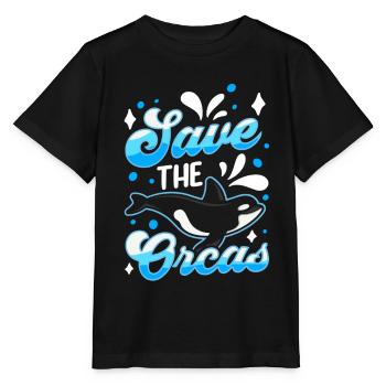 Save the Orcas Sea Orca Protect Whale - Stanley/Stella MINI CREATOR Kids’ T-Shirt - black - Front - Mikhail (115cm)