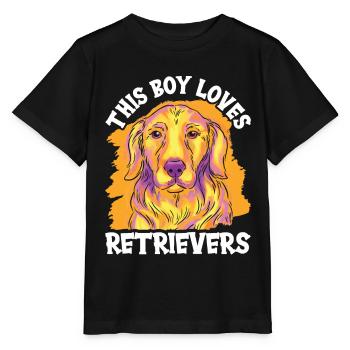 This Boy Loves Retriever Retrievers Dog - Stanley/Stella MINI CREATOR Kids’ T-Shirt - black - Front - Mikhail (115cm)