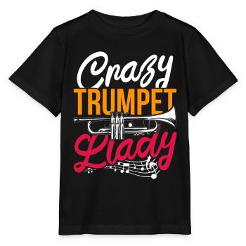 Trompetenspielerin Trompeterin Crazy Trumpet Lady - Stanley/Stella Kinder T-Shirt MINI CREATOR  - Schwarz - Vorne - Mikhail (115cm)