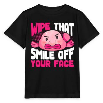 Blobfisch Wipe That Smile Off Your Face - Stanley/Stella MINI CREATOR Kids’ T-Shirt - black - Front - Mikhail (115cm)