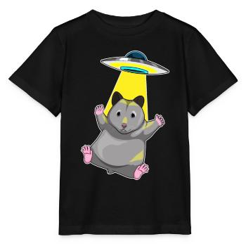 Hamster Spaceship Space - T-shirt bio MINI CREATOR Stanley/Stella Enfant - noir - Devant - Mikhail (115cm)