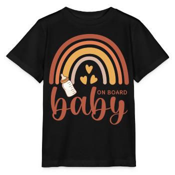 Boho Regenbogen Herzen Babyflasche Baby on Board - Stanley/Stella Kinder T-Shirt MINI CREATOR  - Schwarz - Vorne - Mikhail (115cm)