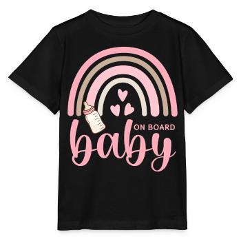 Boho Regenbogen Herzen Babyflasche Baby on Board - Stanley/Stella Kinder T-Shirt MINI CREATOR  - Schwarz - Vorne - Mikhail (115cm)