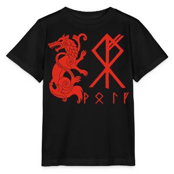 Red Wolf Fenrir - Stanley/Stella MINI CREATOR Kids’ T-Shirt - black - Front - Mikhail (115cm)