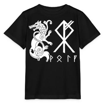 White Wolf Fenrir - Stanley/Stella MINI CREATOR Kids’ T-Shirt - black - Front - Mikhail (115cm)