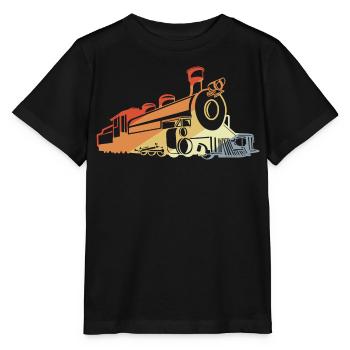 Vintage Dampflokomotive - Stanley/Stella Kinder T-Shirt MINI CREATOR  - Schwarz - Vorne - Mikhail (115cm)