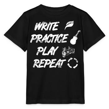 Écrire Pratique Jouer Répéter - T-shirt bio MINI CREATOR Stanley/Stella Enfant - noir - Devant - Mikhail (115cm)